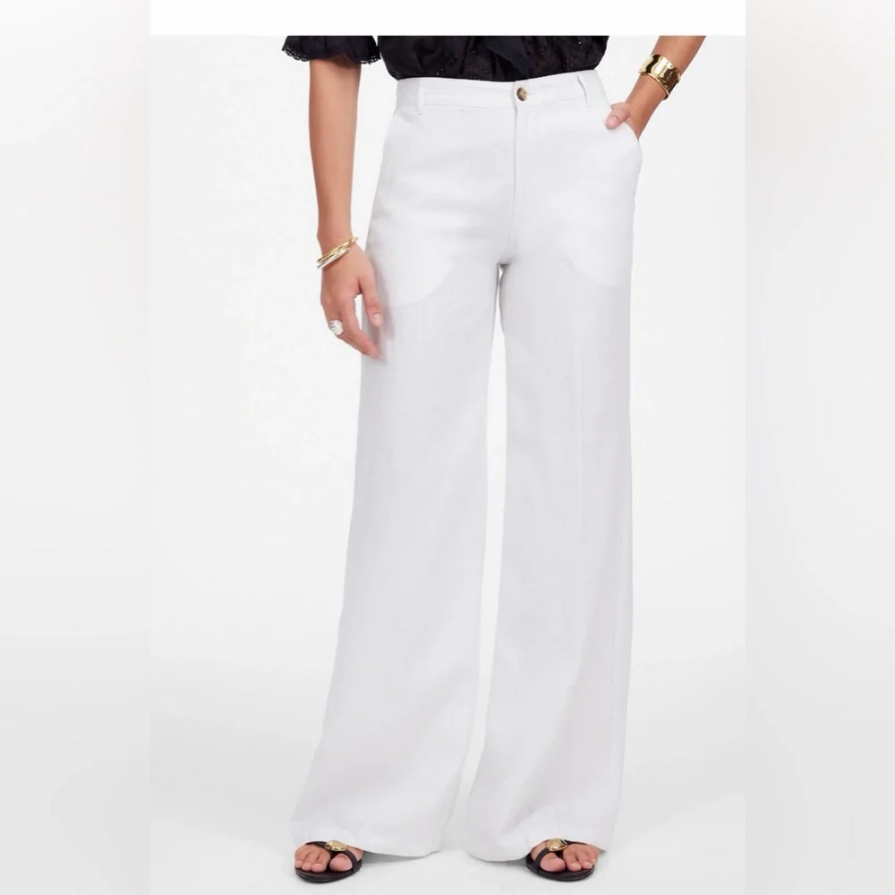 Madewell Linen Wide-Leg Pants, size 6 - Picture 2 of 7